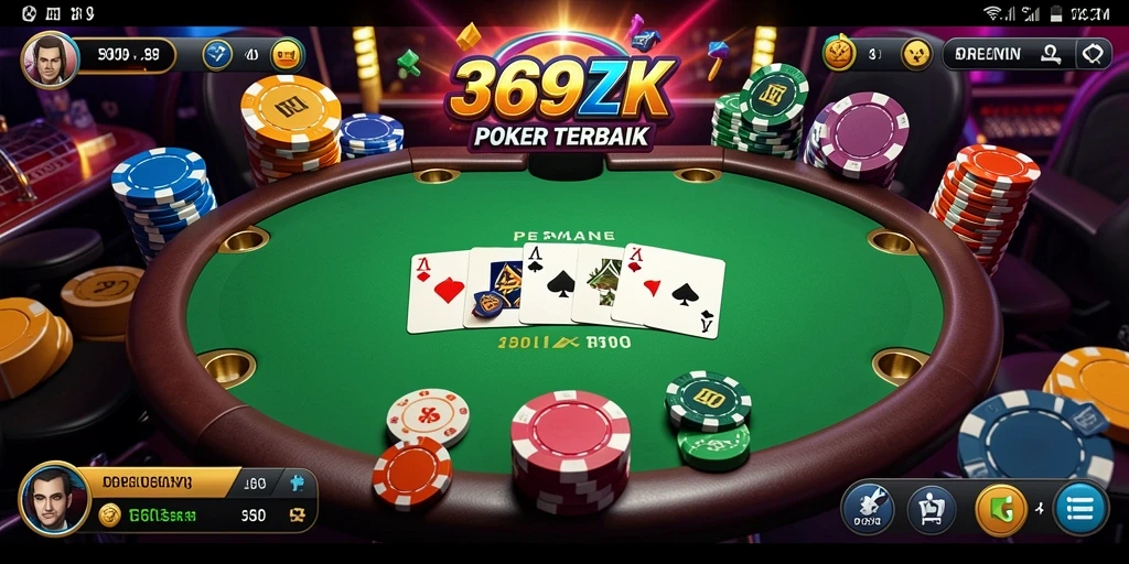 Screenshot gameplay Poker dari 369ZK menunjukkan aksi yang mendebarkan.
