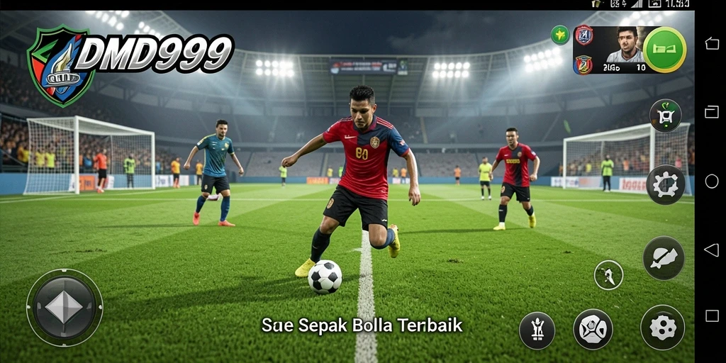 Gameplay intens dalam DMD999 yang menampilkan aksi sepak bola seru.