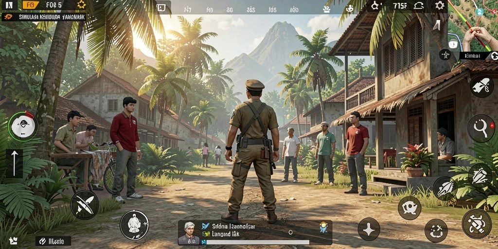 Tampilan screenshot gameplay FO8 yang menggambarkan simulasi kehidupan yang dinamis.