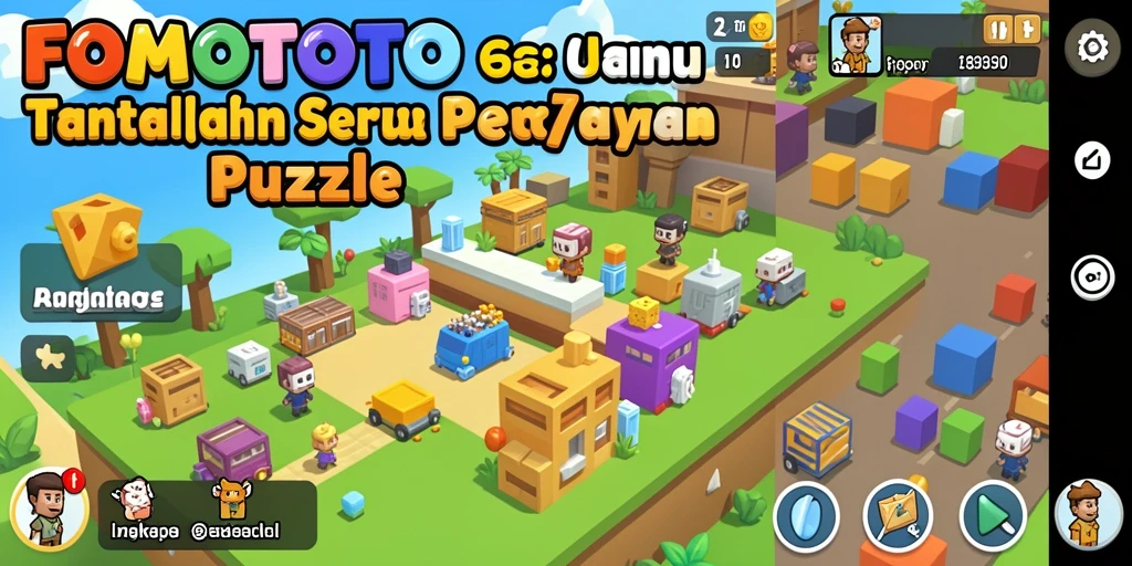 Tampilan gameplay puzzle FOMOTOTO yang menarik dan penuh warna.
