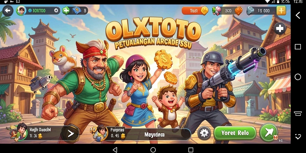 Screenshot gameplay OLXTOTO dengan karakter berwarna-warni dan level yang menantang.