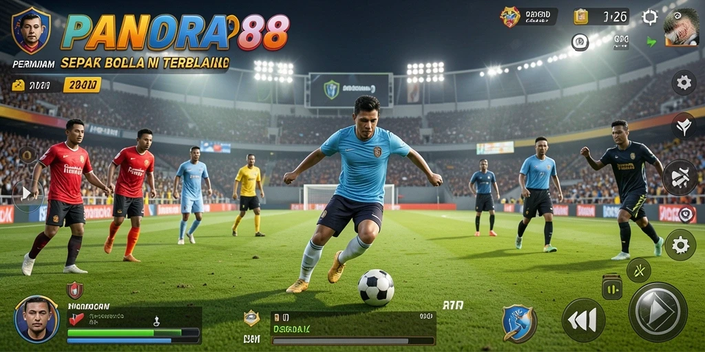 Tampilan menarik dari gameplay PANDORA88 yang menggambarkan aksi sepak bola seru.