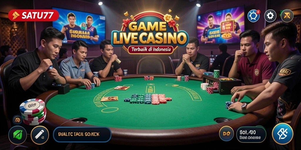 Tampilan gameplay Live Casino yang menarik dan interaktif di SATU77.