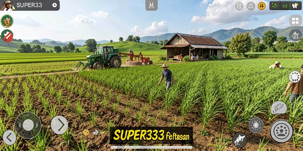 Gameplay SUPER33 menampilkan petualangan seru dalam berkebun.