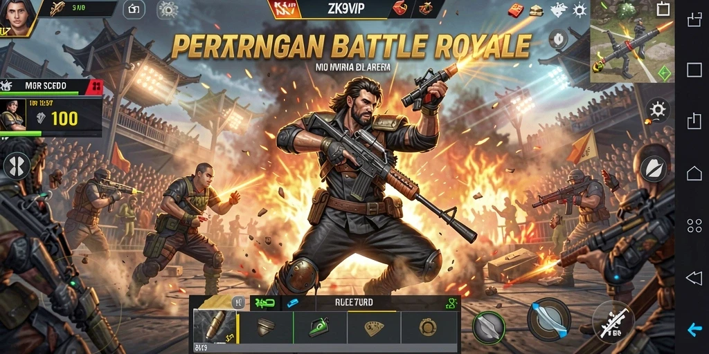 Gameplay seru ZK9VIP dalam pertarungan Battle Royale.